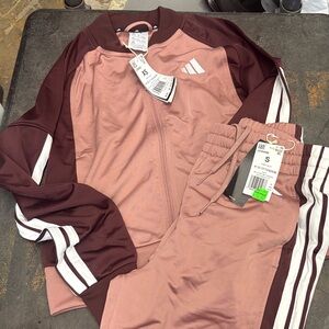 Adidas Women's Pink and Burgundy Sports Pants